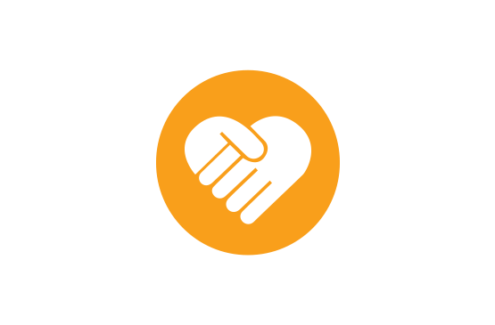 Holding hands icon in the shape of a heart