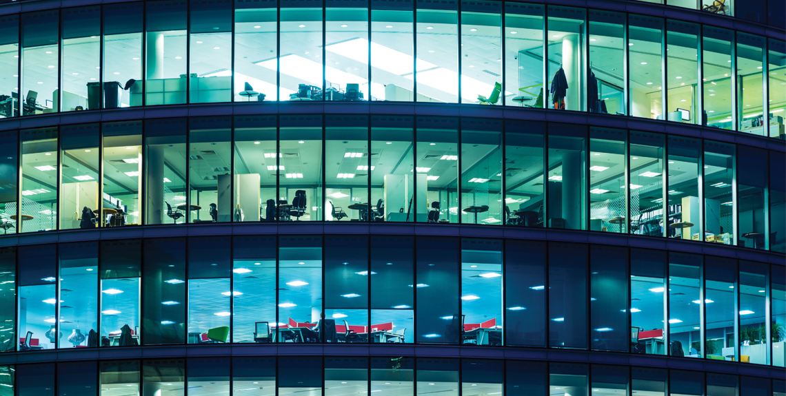 Commercial Building with visibility into the internal work stations