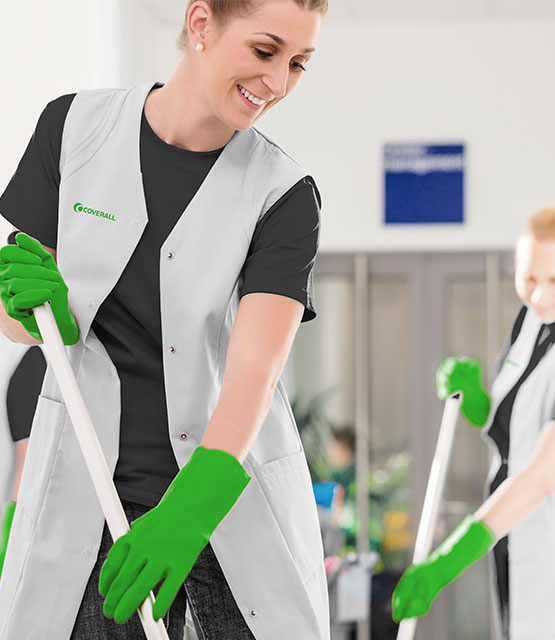 woman cleaning floor