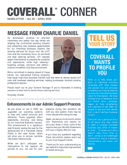 Coverall newsletter cover with message from Charlie Daniel and a section inviting stories for profiling.