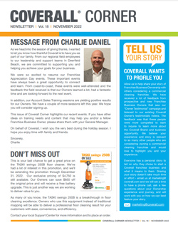 Coverall newsletter with a message from Charlie Daniel and features on upcoming events and opportunities to share your story.