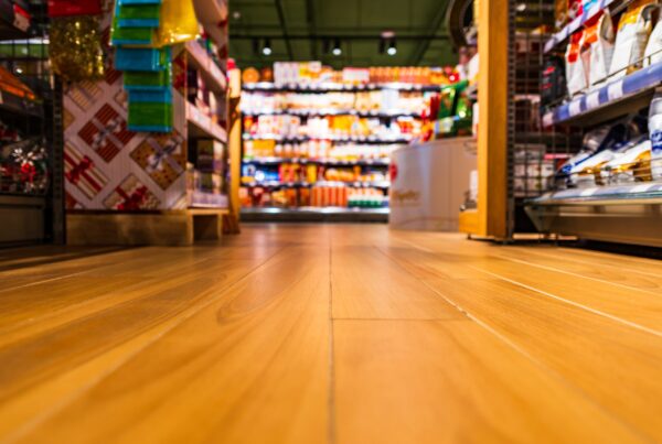 hardwood professional floor cleaning in a grocery store