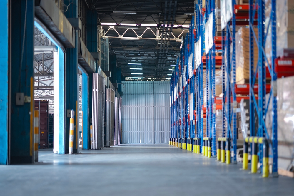 interior space of an industrial warehouse facility